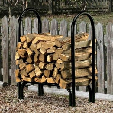 HY-C 28" Black Log Rack Firewood Storage Outdoor, Outdoor Firewood Rack, Firewood Racks, Log Holder, Firewood Rack, Wood Rack, Firewood Storage, C Table, Cozy Fireplace