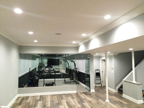 Award-Winning (Contractor of the Year) Waterproofed and Finished Basement in Dix Hills, NY - The Finished Gym Finished Basement Home Gym, Finished Basement Gym, Basement Workout Room, Gym Basement, Basement Home Gym, Sport Room, Home Gym Basement, Small Basement Remodel, Dream Home Gym