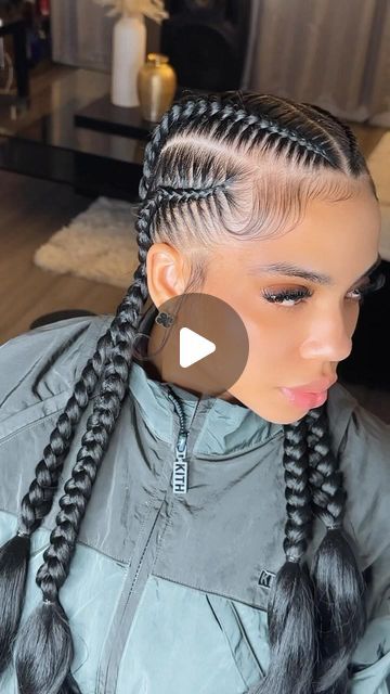 22K views · 2.6K likes | NYC HAIR BRAIDER on Instagram: "Would you prefer your Feed In cornrows to end like this? I absolutely love it 😍😍 this her second home now 😂❤️  4 Feed In Cornrows ✨  #nycbraider #njbraider #bronxbraider #bronxhairstylist #nychairstylist #njhairstylist #protectivestyles #stitchbraids #feedinbraids #cornrows #frenchcurls #vacationhairstyles #bronxtrenzas  #bronxbraidstylist #explorepage" Bohemian Feed In Braids Cornrows, 12 Feed In Braids Hairstyles, Two Big Cornrows Braids, 4-6 Stitch Braids With Design, 8 Cornrows Braids Straight Back, 5 Cornrows Braids, 2 Feed In Braids With Curls, Four Feed Ins Braids, 4 Braids Cornrows