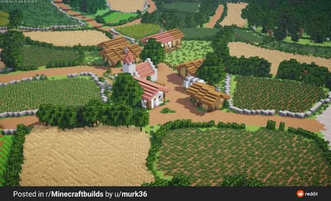 Minecraft Rural House, Minecraft Fields, Minecraft Flower Field, Minecraft Field, Minecraft Farmland, Dessert Kingdom, Kingdom Minecraft, Minecraft Kale, Minecraft Base