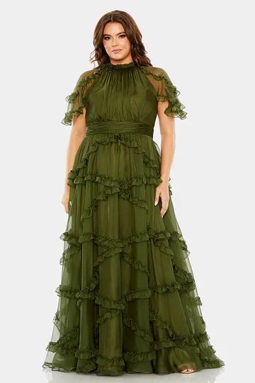 Fashion Gown-MC-plus size Plus Size Women Formal Dresses, Black Tie Plus Size Dresses, Olive Green Mother Of The Bride Dress, Formal Wedding Guest Dress Plus Size, Plus Size Wedding Guest Dresses Formal, Plus Size Evening Gown Special Occasions, Gay Prom, High Neck Evening Gown, Plus Size Evening Dresses