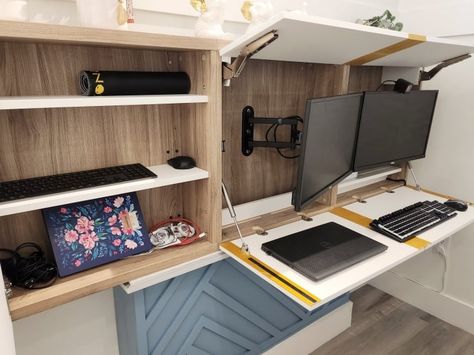 Make an awesome Murphy Desk with IKEA BESTÅ - IKEA Hackers Hide Desk, Ikea Besta Cabinet, Work From Home Setup, Ikea Best, Murphy Desk, Hidden Desk, Desk Hacks, Home Setup, Desk Solutions