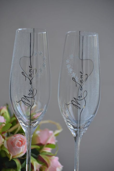 Hand Painted Toasting Glasses Wedding Champagne Flutes - Etsy