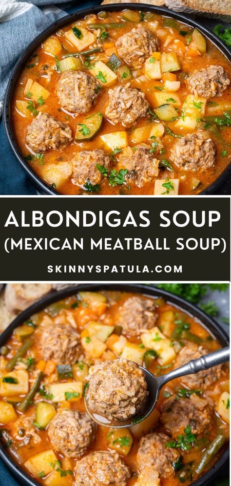 Albondigas Soup Recipe Mexican, Albondigas Soup Recipe, Mexican Meatball Soup, Albondigas Soup, Mexican Soup Recipes, Mexican Soup, Meatball Soup, Mexican Food Recipes Easy, Think Food