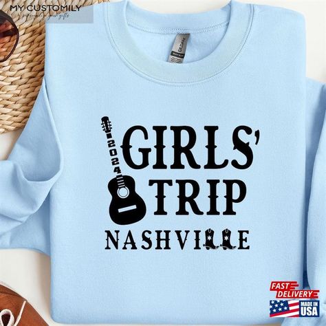 Girls Trip 2024 Nashville Shirt Guitar Shirts Sweatshirt Classic Check more at https://mycustomily.com/product/girls-trip-2024-nashville-shirt-guitar-shirts-sweatshirt-classic/ Nashville Girls Trip, Iconic Album Covers, Shirt Designs For Men, Quality T Shirts, Crafty Ideas, Girls Trip, Branded T Shirts, Music Festival, Vintage Looks