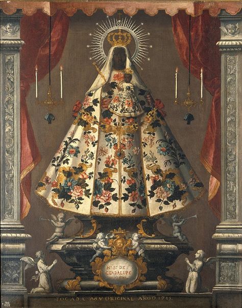 The Virgin of Guadalupe. Oil painting, 1745. Mexican Paintings, Black Madonna, Wellcome Collection, Virgin Of Guadalupe, Art Sacre, The Virgin Mary, Madonna And Child, Religious Icons, Art Uk