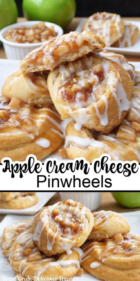 Apple Crescent Roll Dessert, Apple Pie Filling Desserts, Pie Filling Desserts, Cream Cheese Puffs, Crescent Roll Dessert, Cream Cheese Puff Pastry, Cream Cheese Pinwheels, Cream Cheese Roll Up, Apple Cream Cheese