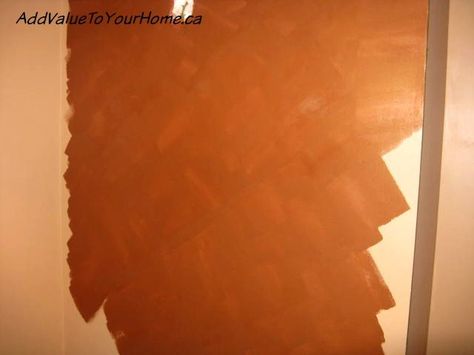 How To Paint With Metallic Paint - photo is first coat Copper Wall Paint, Metallic Paint Walls, Add Value To Your Home, Copper Paint, Painting Bathroom, Copper Metal, Interior Wall, How To Paint, Wall Paint