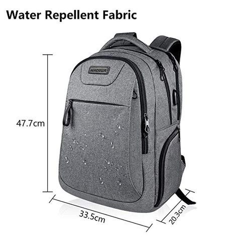 KROSER Laptop Backpack 17.3 Inch Computer Backpack School Backpack Casual Daypack Water-Repellent Laptop Bag with USB Charging Port for Travel/Business/College/Women/Men-Grey: Amazon.co.uk: Luggage Bag Video, Computer Work, Work Backpack, Business Backpack, Backpack Laptop, Computer Backpack, Backpack For Women, Travel Business, Backpack School