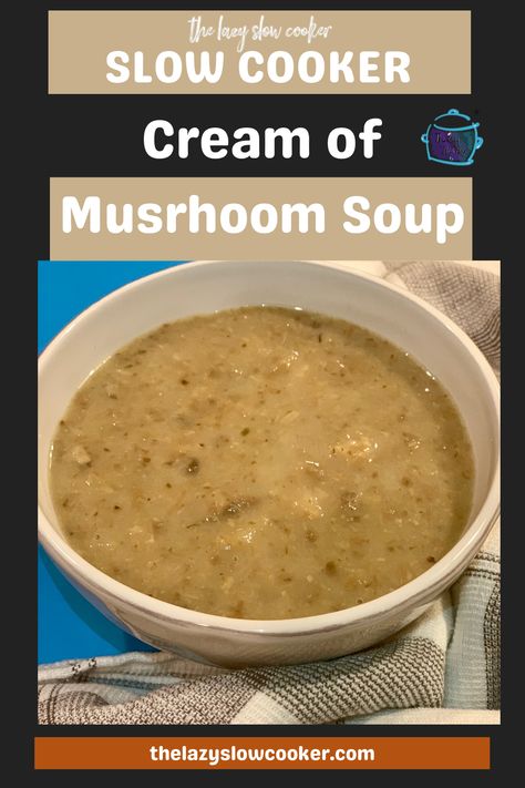 Crockpot dairy free cream of mushroom soup is a thick and hearty treat. This deliciously satisfying and flavorful dish is the perfect way to warm up on a cool day. Great to eat just as it is or to use as a healthier alternative to canned soup in recipes. So creamy and delicious you won't miss the dairy at all! Crock Pot Cream Of Mushroom Soup, Tomato Mushroom Soup, Crockpot Cream Of Mushroom Soup, Crockpot Mushroom Soup, Mushroom Soup Crockpot, Soups Vegetarian, Crockpot Mushrooms, Mushrooms Soup, Soup Keto