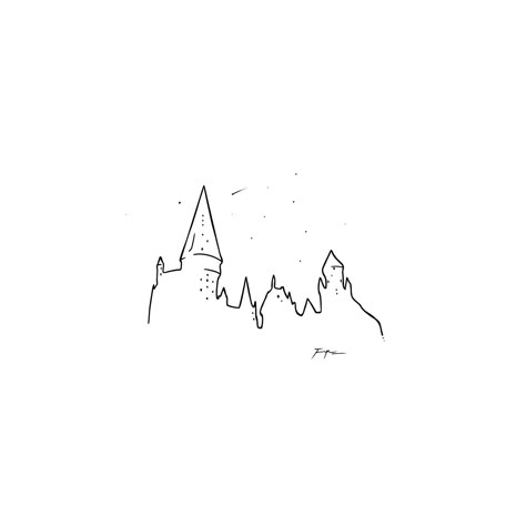 Tiny Castle Tattoo, Mini Castle Tattoo, Hogwarts Minimalist Tattoo, Hogwarts Castle Outline Tattoo, Hogwarts Skyline Tattoo, Minimalist Castle Tattoo, Hogwarts Tattoo Design, Harry Potter Simple Tattoo, Small Castle Tattoo