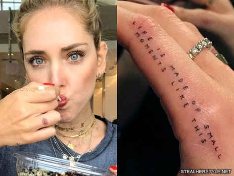 Chiara Ferragni Tattoo, Finger Tattoos Words, Professional Tattoo Kits, Wrist Tattoos Girls, Tattoo For Baby Girl, Small Pretty Tattoos, Writing Tattoos, Steal Her Style, My Wallpaper