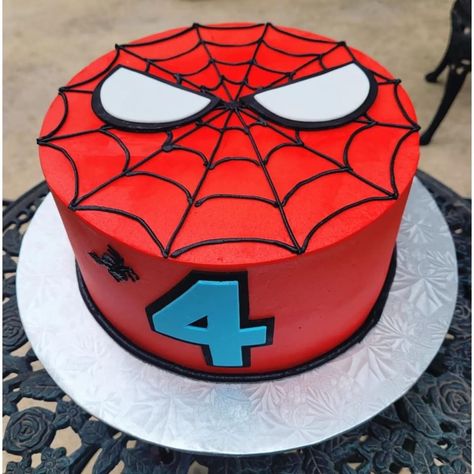 Spider Man Cake Simple, Spider Man Bday Cake, 3rd Birthday Spiderman Cake, Cake Ideas For 4 Year Boy, Cake Designs Spiderman, Round Spiderman Cake, Small Spider Man Cake, Spider Man Smash Cake, Diy Spiderman Birthday Cake