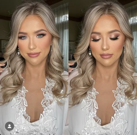 Fall Wedding Makeup Bride, Wedding Makeup Halo Eye, Bridal Makeup For Fall Wedding, Bridal Makeup Beach Wedding, Wedding Makeup Spring Brides, Wedding Makeup Gray Eyes, Bride Makeup For Hooded Eyes, Natural Make Up For Wedding Brides, Pinkish Bridal Makeup