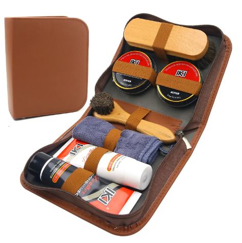 Premium Leather Shoe Care Kit - Colorless & Black Lanolin, Shoe Wax, 2 Horsehair Brushes, Flannel & High-Fiber Cloths - Complete - AliExpress Shoe Care Kits, Shoe Wax, Leather Shoe Care, Shoe Shine Kit, Shoe Care Kit, How To Dye Shoes, Clothes Wishlist, Shoe Shine, Care Kit