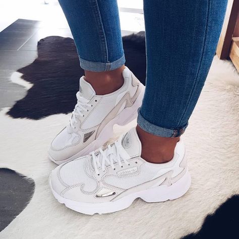 YesFootwear on Instagram: “⚪️⚪️⚪️ #adidas #falcon #yesfootwear” Instagram Clothing, Adidas Falcon, Sneaker Trend, Sneaker Outfits, Perfect Sneakers, Sneakers Fashion Outfits, Adidas Sneaker, Sneakers Mode, Adidas Outfit