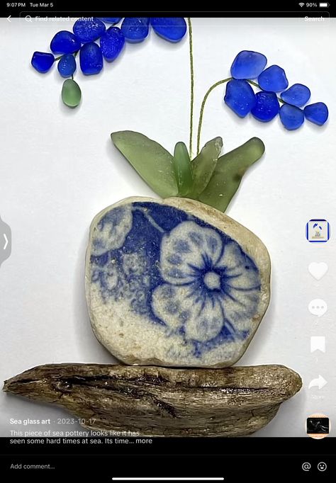 Sea Pottery Art, Seaglass Ideas, Sea Glass Crafts Jewellery, Seaglass Crafts, Sea Glass Window Art, Broken China Crafts, Broken Glass Crafts, Sea Glass Diy, Sea Glass Artwork