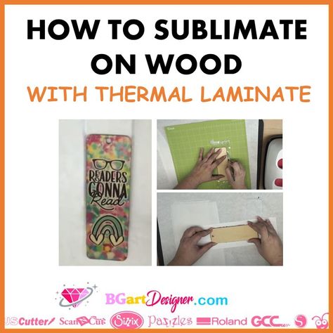 Sublimation With Laminate Sheets, Sublimation On Wood How To, Sublimate On Wood, Laminated Projects, Sublimation On Wood, Sealing Wood, Rhinestones Designs, Wood Bookmark, Cricut Help