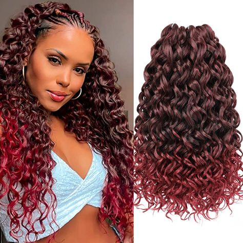 PRICES MAY VARY. Packag : GoGo Curly Crochet Hair is 14 Inches long, 16 Strands/Pack,8 Packs/Lot,128Strands/Lot , Water Wave Crochet Hair 6-8 packs enought for a full head. GoGo Curl Crochet Hair Style : GoGo Curl Crochet Hair is with bouncy beach curl crochet hair style, ocean wave curly crochet hair, deep wave crochet braids, not easy to tangled. This water wave crochet hair looks very natural like your own hair. Advantages: GoGo curly braiding hair is not the pre-looped hair, it is folded at Styling Curly Crochet Hair, Crochet Water Wave Hairstyles, Deep Twist Crochet Braids Hairstyles, Curly Crochet Hair Styles Freetress, Beach Curl Crochet Braids, Crochet Hair Patterns, Curly Crotchet Braids, Braids For Black Woman, Crochet Water Wave Hair