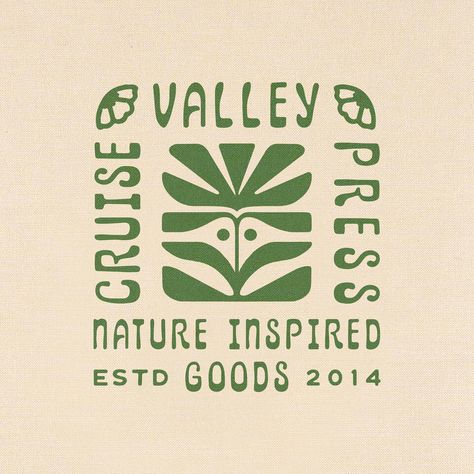 Rise Wise on Instagram: “Recent design exploration for @valleycruisepress | Brand refresh. More to share soon . . . . . #vintagegoods #illustration #branding…” Logo Design Sustainability, Earth Logo Design Ideas, Natural Graphic Design, Sauna Branding, Nature Branding Design, Grassroots Design, Logo Sustainability, Outdoorsy Branding, Rustic Branding Design