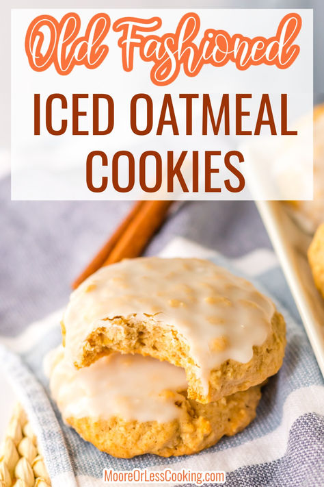 These Old Fashioned Iced Oatmeal Cookies are infused with sugar, vanilla, and cinnamon, packed with oats before being baked, and topped with a sweet confectioner’s sugar glaze. Chewy Oatmeal Cookies, Iced Oatmeal Cookies, Oatmeal Cookies Chewy, Oatmeal Cookie, Oat Cookies, Oatmeal Cookie Recipes, Oatmeal Raisin Cookies, Amish Recipes, Cookie Tray