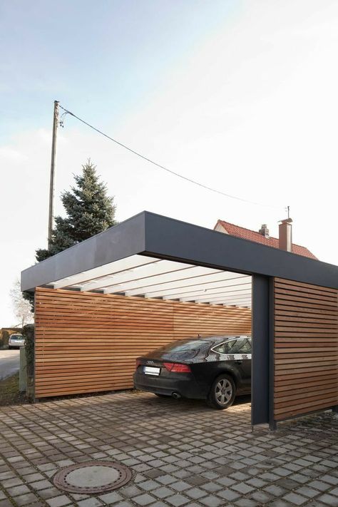 Carport Modern, Modern Carport, Diy Carport, Carport Garage, Carport Designs, Garage Remodel, Modern Garage, Garage Shed, Hus Inspiration