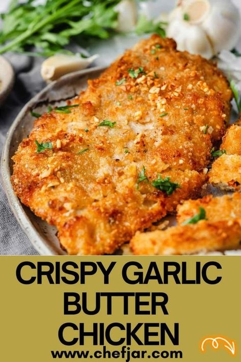 Make Crispy Garlic Butter Chicken for a delicious and easy meal. This recipe features juicy chicken breasts coated in a crispy garlic butter crust and baked to golden perfection. Perfect for a quick weeknight dinner, it pairs wonderfully with your favorite sides for a flavorful and satisfying dish. Chicken Boneless Breast Recipes, Crispy Garlic, Butter Crust, Chicken Breast Recipes Baked, Easy Chicken Breast, Chicken Breast Recipes Easy, Favorite Recipes Dinner, Garlic Butter Chicken, Baked Chicken Breast