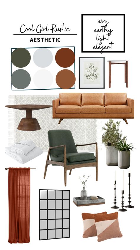 Project Photos — Armadillo Decor | Interior Decor Cognac And Grey Living Room, Midcentury Modern Small Apartment, Masculine Boho Living Room, Warm Transitional Interior Design, Grey And Terracotta Living Room, Cognac Couch Living Room Ideas, Blue Home Accents, Classic Moodboard, Mid Century Modern Interior Design