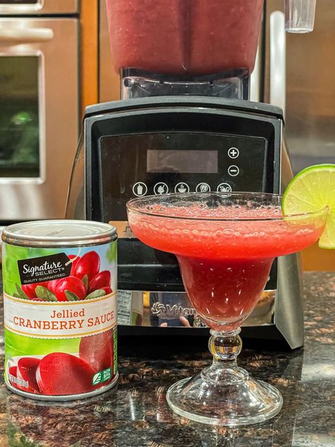 Can of jellied cranberry sauce next to cranberry margarita. Thanksgiving Margaritas, Cranberry Margarita, Canned Cranberries, Cranberry Jelly, Jellied Cranberry Sauce, Canned Cranberry Sauce, How To Make Margaritas, Cranberry Sauce Homemade, Dairy Farms