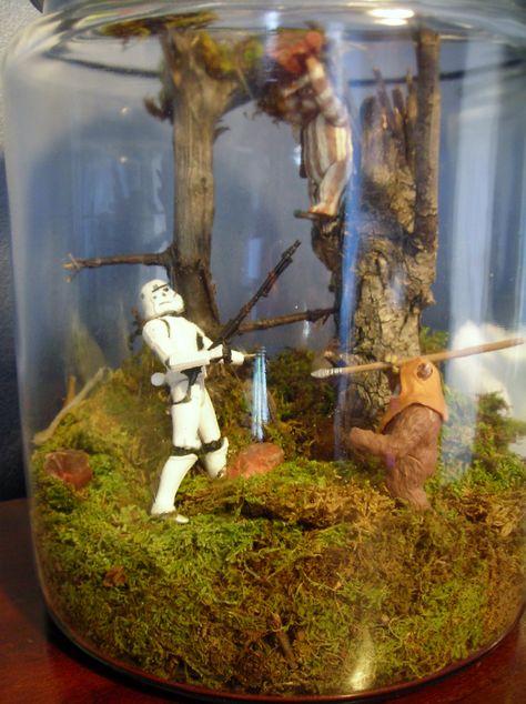 Star Wars Endor Terrarium Endor Terrarium, Star Wars Terrarium, Star Wars Kids Crafts, Star Wars Endor, Star Wars Bathroom, Star Wars Bedroom, Nerdy Wedding, Star Wars Crafts, Star Wars Room