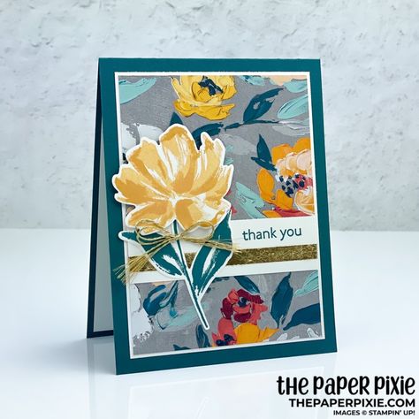 Fine Art Floral Thank You - The Paper Pixie Stampin Up Fine Art Floral, Paper Pixie, Stampin Up Karten, Free Stamps, Easy Cards, Maui Travel, Narnia Books, Fold Cards, Stamping Ideas