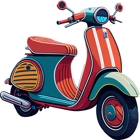 Motorcycle Clipart, Custom Motorcycles Harley, Vintage Scooter, Scooter Bike, Motorcycle Harley, Custom Motorcycles, Vintage Colors, Free Png, Motorcycles