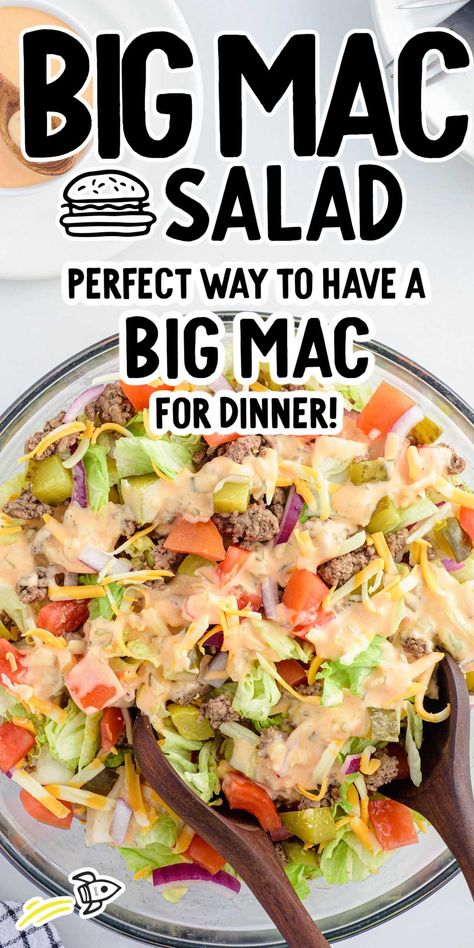 Big Mac Salad Recipe, Cheeseburger Salad Recipe, Mac Salad Recipe, Big Mac Salad, Mac Sauce, Plats Healthy, Princess Pinky Girl, Mac Salad, Pinky Girl