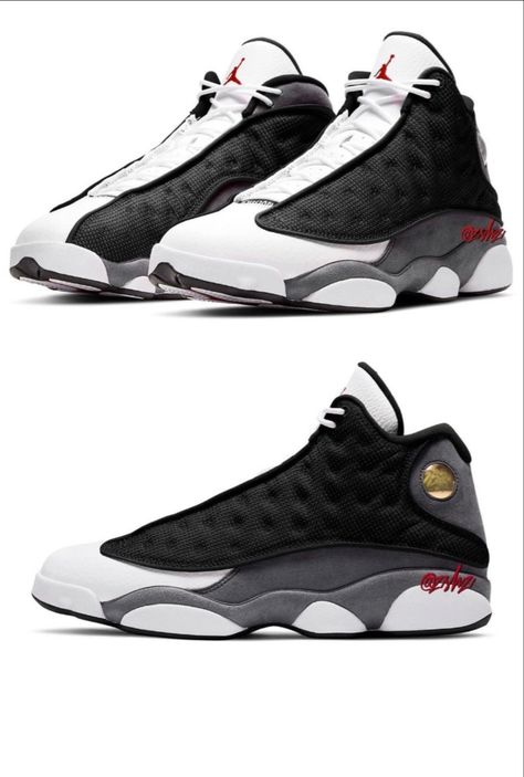 Jordan retro 13 black/white/flint grey Jordan Retro 13 Black, Retro 13, Jordan Retro, Jordan, Black White, Black And White, Grey, White, Black