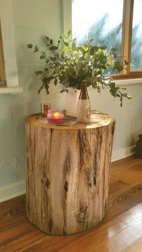 Tree Stump Side Table, Rustic Bedside Table, Tree Stump Table, Log Table, Stump Table, Garden Rustic, Funky Junk, Tree Stump, Wood Creations