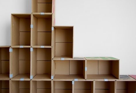 DIY Cardboard Projects - Bob Vila  perfect for my craft closet redo! do not have to buy expensive cubes!!!!! Diy Karton, Carton Diy, Vika Papper, Cardboard Storage, Diy Rangement, Diy Organizer, Diy Storage Boxes, Box Shelves, Craft Show Displays