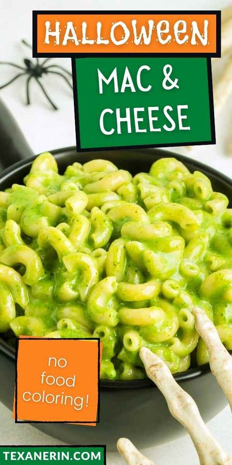 Halloween Mac and Cheese - Texanerin Baking Toxic Mac And Cheese Halloween, Toxic Waste Mac And Cheese, Beetlejuice Appetizers, Halloween Food Sides, Beetlejuice Food Ideas, Beetlejuice Snacks, Halloween Mac And Cheese, Beetlejuice Dinner, Beetlejuice Party