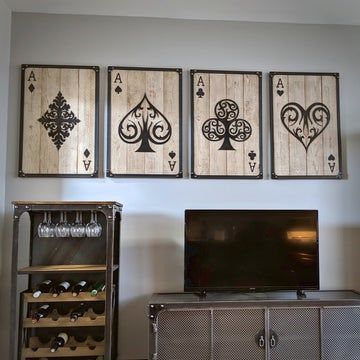 Industrial Diy Decoration, Casino Decor, Modern Industrial Furniture, Kartu Remi, Wooden Backdrops, Game Room Basement, Manly Decor, Poker Card, Wood Games