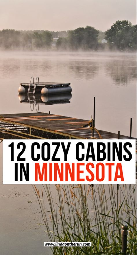 Foggy morning on Minnesota lake with dock extending out and brush grass in foreground. Minnesota Cabin Decor, Minnesota In October, Minnesota Vacation Ideas, Cabin Weekend, Cute Cabins, Boundary Waters Canoe Area, Cabin Trip, Romantic Resorts, Couples Weekend