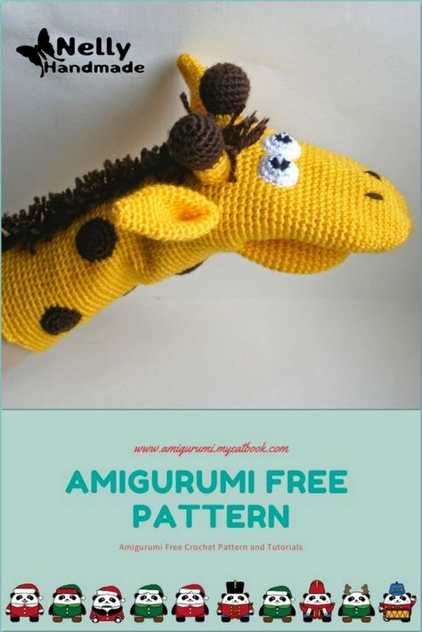 Giraffe Haken, Animal Hand Puppets, Finger Puppet Patterns, Puppets For Kids, Puppets Diy, Giraffe Crochet, Fall Crochet Patterns, Puppet Patterns, Quick Crochet Patterns