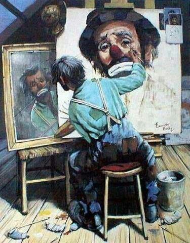 Love Norman Rockwell Art, Clown Paintings, الفن الرقمي, L'art Du Portrait, A Clown, Seni 3d, Arte Inspo, Art Et Illustration, Norman Rockwell