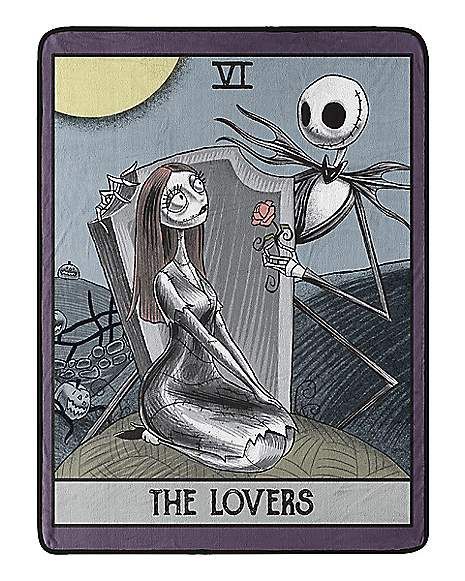 Tarot Card Jack and Sally Fleece Blanket – The Nightmare Before... Jack Skellington And Sally, Nightmare Before Christmas Drawings, Nightmare Before Christmas Wallpaper, The Lovers Tarot, Tim Burton Art, Tim Burton Movie, Tarot Cards Art, Tapeta Pro Iphone, Tarot Art