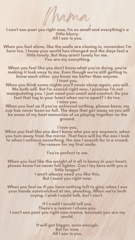 All I See Is You Poem, C Section Quotes Inspiration Mom, Motherhood Postpartum Quotes, Post Partum Recovery Quotes, Postpartum Body Changes Quotes, Postpartum Help Quotes, Postpartum Blues Quotes, Postpartum Friends Quotes, New Mom Support Quotes