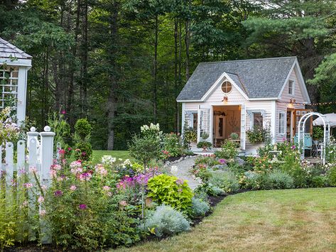 A New Victorian New England Cottage Garden Farmhouse Shed, Pea Garden, New England Cottage, Cottage Garden Ideas, Country Cottage Garden, New Victorian, Garden Cart, Victorian Farmhouse, Smart Garden