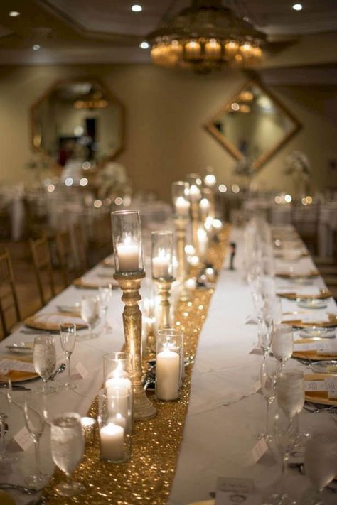 Luxury and Elegant Gold Wedding Decorations Gold Wedding Party, Decoration Ideas For Wedding, 50th Wedding Anniversary Decorations, Gold Wedding Reception, Wedding Anniversary Decorations, 50th Wedding Anniversary Party, Party Decoration Ideas, 50th Anniversary Party, Gold Wedding Theme