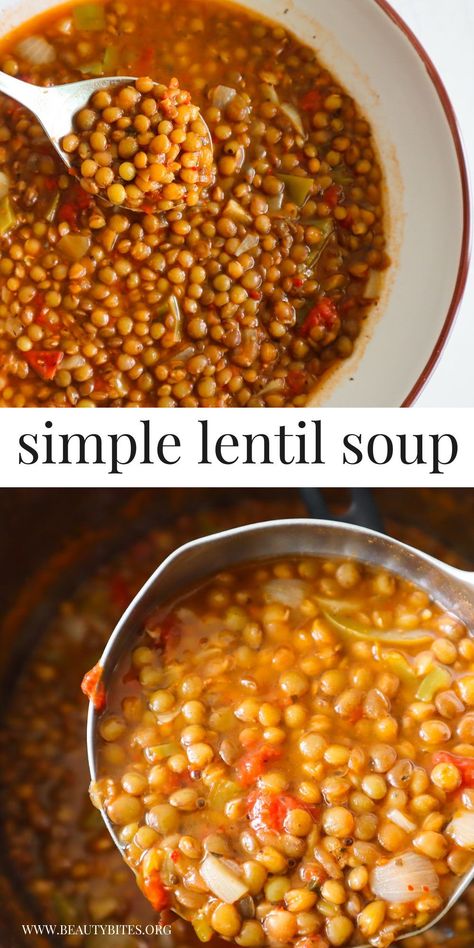 Quick And Easy Lentil Recipes, Quick Lentil Soup, Recipes Using Lentils, Red Lentils Recipe Easy, Simple Lentils, Simple Lentil Soup, Lentil Soup Recipe Healthy, Lentil Sausage, Vegan Lentil Soup Recipes