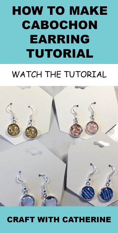 Cabochon Setting Ideas, Bezel Earrings Diy, How To Make Stud Earrings, Charm Earrings Diy, Diy Cabochon Earrings, Cabochon Jewelry Diy, Diy Stud Earrings, Cabochon Tutorial, Diy Cabochon