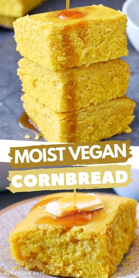 Dairy Free Cornbread Recipe, Gluten Free Vegan Cornbread, Sweet Potato Cornbread, Vegan Cornbread, Gluten Free Cornbread, Honey Cornbread, Vegan Baking Recipes, Vegan Thanksgiving Recipes, Sweet Cornbread