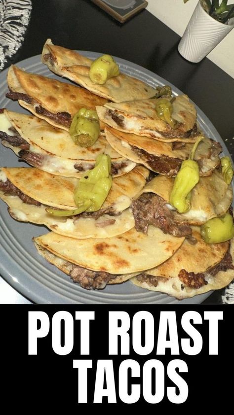 Made the Mississippi pot roast tacos and wowwww very comparable to birria tacos. The most expensive part is the Chuck roast but I buy it when it�’s on sale for $4.99 lb so it came to about $24. Au jus packet seasoning, ranch packet seasoning, 1/4 stick of butter, a jar of pepperoncini, corn tortillas, and a bag shredded mozzarella cheese. Mississippi Birria Tacos, Mexican Pot Roast Tacos, Mississippi Pot Roast Tacos Crockpot, Missippi Pot Roast Tacos, Mississippi Pot Roast Leftover Ideas, Mississippi Pot Roast Birria Tacos, Mississippi Roast Tacos, Leftover Mississippi Roast Recipes, Mississippi Pot Roast Sides