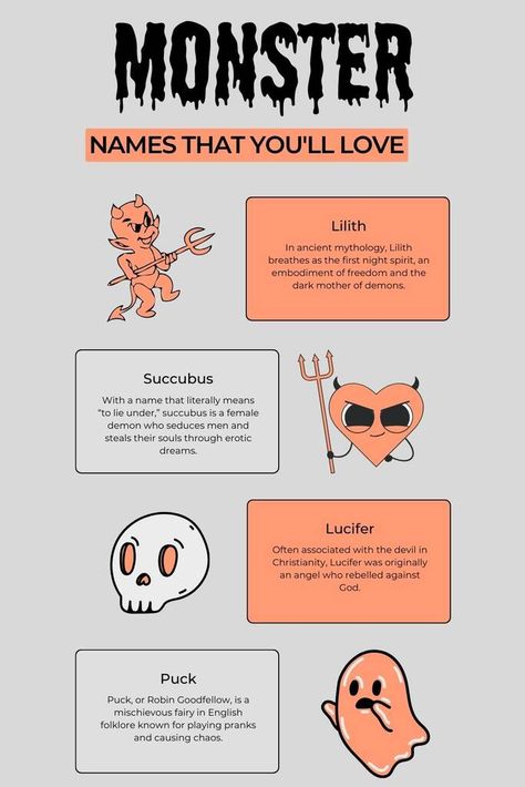 120 Sinister Names That Mean Monster, Evil, or Demon Monster Names, Female Demons, Irish Mythology, Ancient Mythology, Christian Traditions, Female Names, Character Names, Names With Meaning, Boy Names